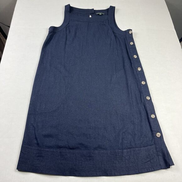 For Cynthia Lagenlook Linen Blend Shift Dress Blue Sleeveless Casual Relaxed S - Picture 1 of 10